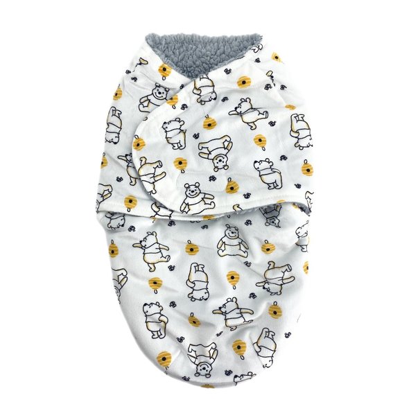 DISNEY Baby Winnie the Pooh Honey Bee White Grey Wrap Swaddle - Picture 1 of 16